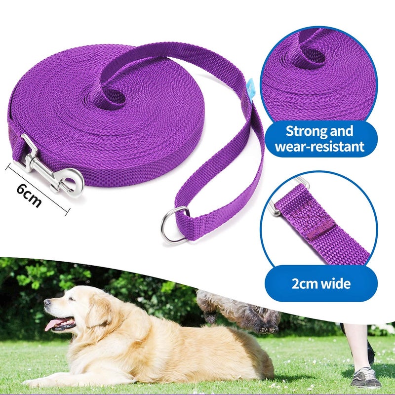 BAAPET 15/20/30/50/100 ft Long Dog Training Leash with Clickers for Small, Medium and Large Dogs or Cats (100 Feet, Purple) - Image 2